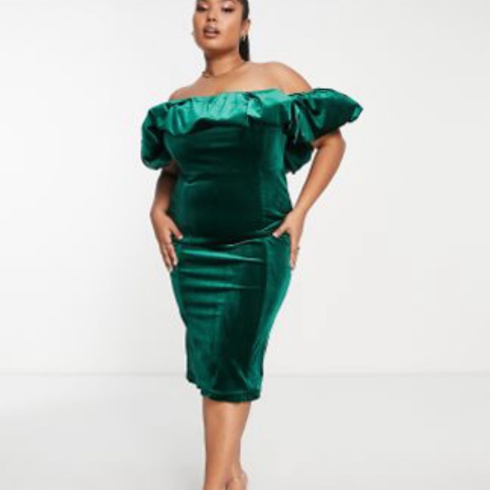 Emerald Green Off-Shoulder Dress